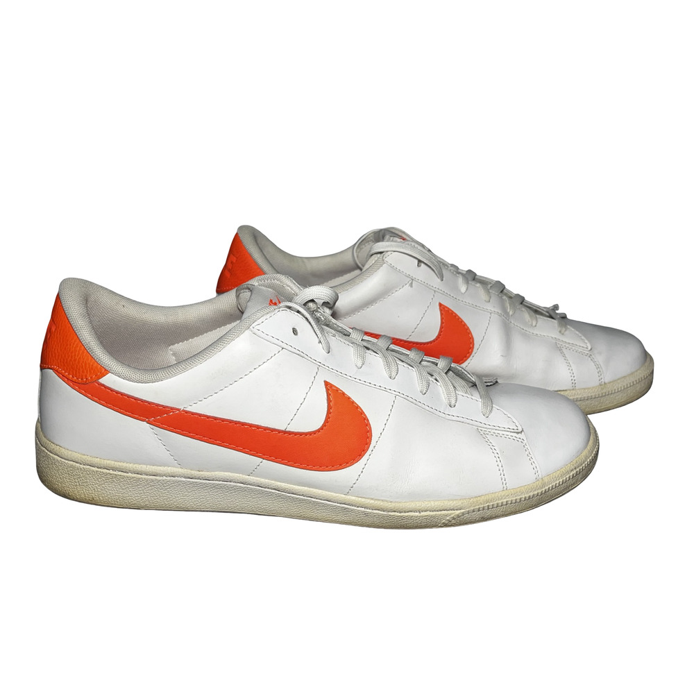Nike Shoes Mens Size 13 White‎ Orange Leather Low Top Tennis Casual 683613-106